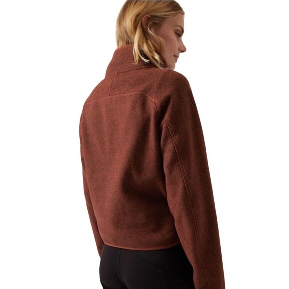 Athleta Stroll Fleece Full Zip Mahogany Pockets 2022 Size M - Picture 4 of 8